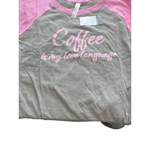NWT CACIQUE Coffee Is My Love Language Sleep Shirt Long Sleeve Gray Pink Size 3X - Picture 4 of 5